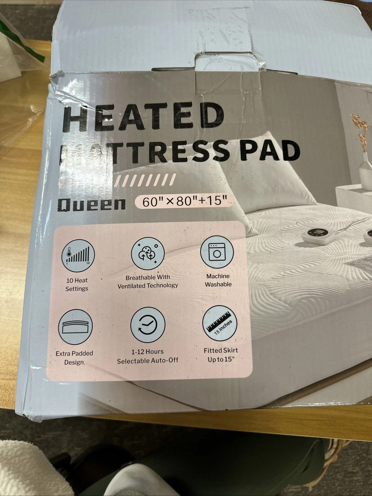 Reaks Electric Mattress Pad Queen Size Quilted Heated Mattress Pad Dual Ctrl