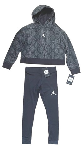 Nike Air Jordan Girls 2 Piece Set, SS Top or Hoodie & Leggings; Size M or L NWT - Picture 4 of 6