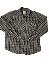 Levi s size XL regular black plaid western pearl snap men s shirt