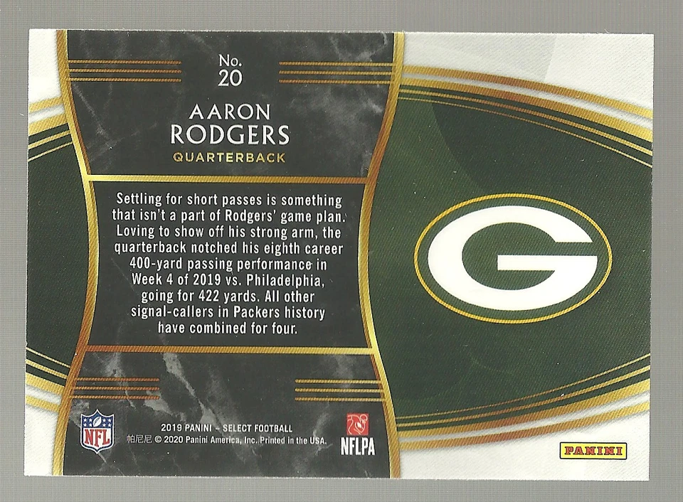 2019 Panini Select - Snapshots Aaron Rodgers #20 - Image 2 of 2