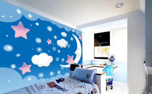 3D Cartoon Moon Clouds ZHUA197 Wallpaper Wall Murals Removable Self-adhesive Ann - Picture 1 of 11