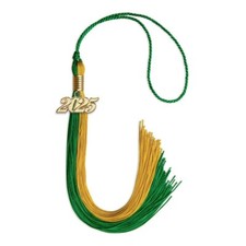 Endea Graduation Green/Bright Gold Tassel With Gold Date Drop