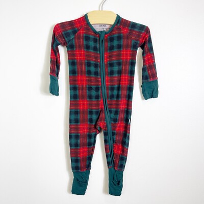 Little Sleepies Holiday Tartan Plaid Zip Up Zippy Pajamas Christmas 3-6  Months