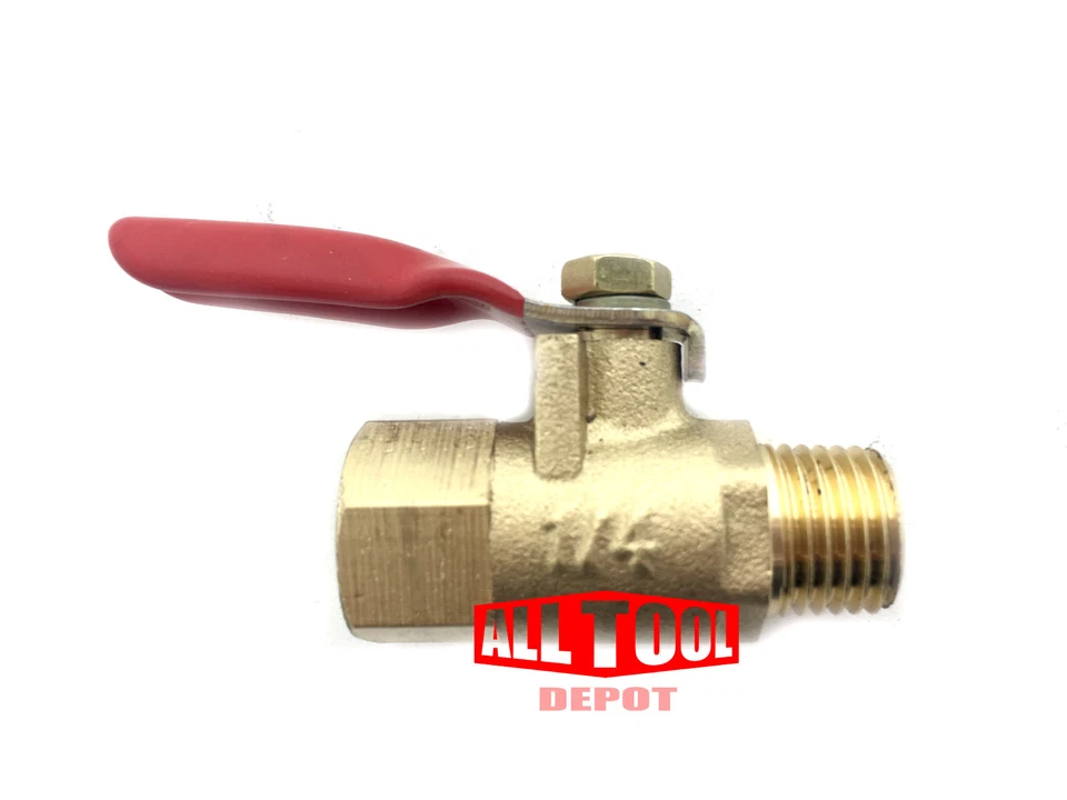 1/4" Male Female NPT Brass Ball Valve Water Moisture Air Tank Drain Shut Off - Image 2 of 2
