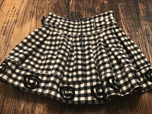 Bill Tornade Paris Girls Wool Skirt Black & White Plaid Sz.6 Year Made In France - Picture 7 of 12