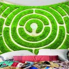 Green Lawn Circle Mowing 3D Wall Hang Cloth Tapestry Fabric Decorations Decor
