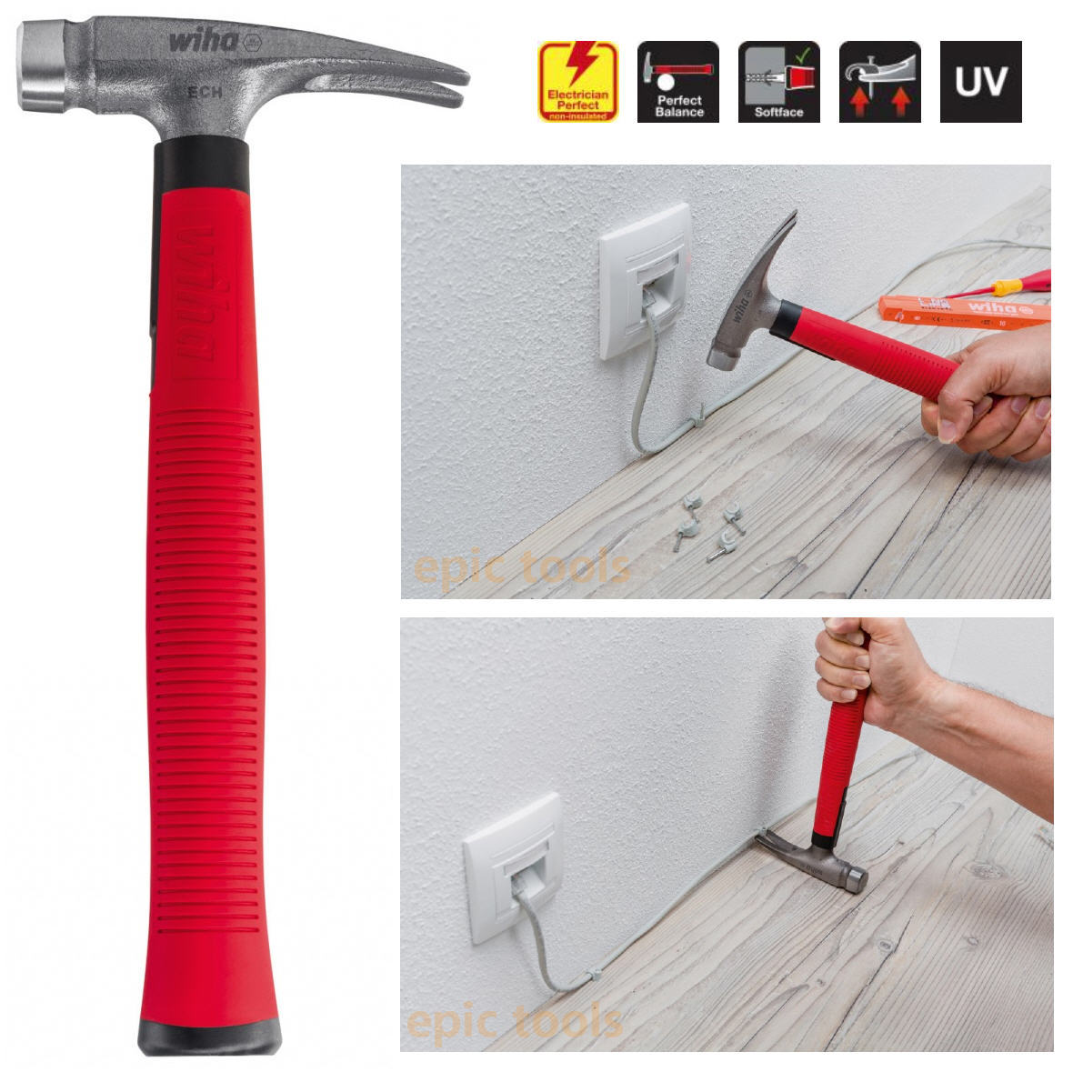 WIHA 300g Electricians Compact Steel Claw Hammer With WIHA 300g Electricians Compact Steel Claw Hammer With