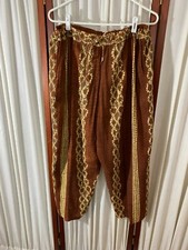 1990's Tie-Dye Pants from India- XL- Brown/Cream-Wide Leg- BOHO BEACH LOOK- SALE