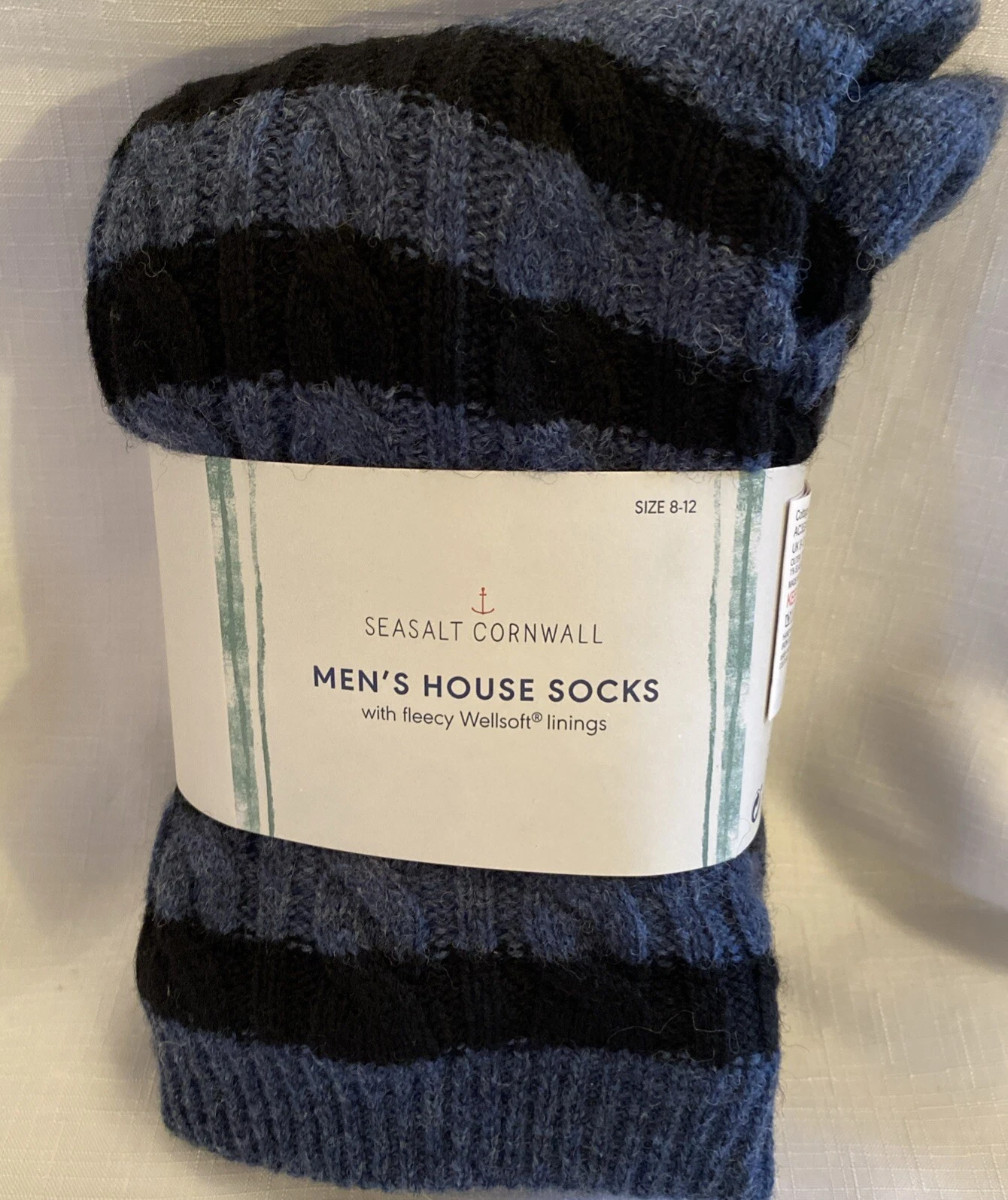 Seasalt Mens Cottage House Socks - Cornish Deep Teal Onyx - New - One Size