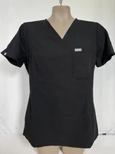 FIGS Catarina One-Pocket Medical Black Scrub Top Women's MEDIUM