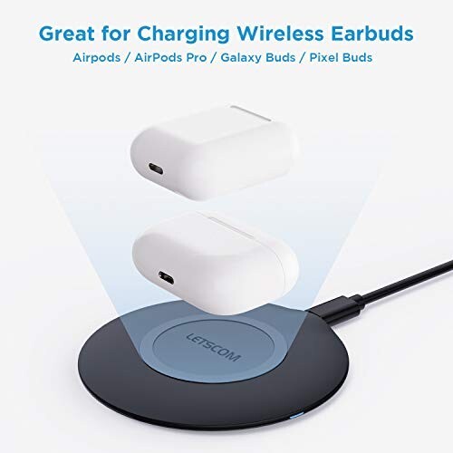 Letscom 15W Wireless Qi Charger-Ultra Slim Fast Charging Pad for iPhone and more - Photo 2 sur 3