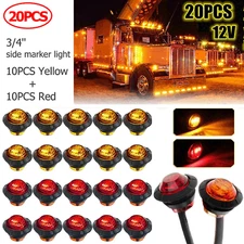 20X 3/4" 12V Marker LIGHTS LED Bullet Amber Red Truck Trailer RV Round Side Lamp