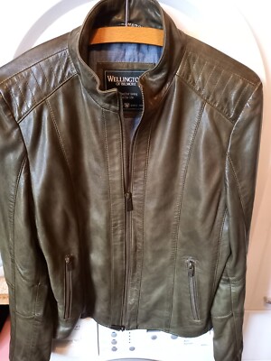 Damen-Lederjacke, Wellington of Bilmore Gr. 42, olivgrün