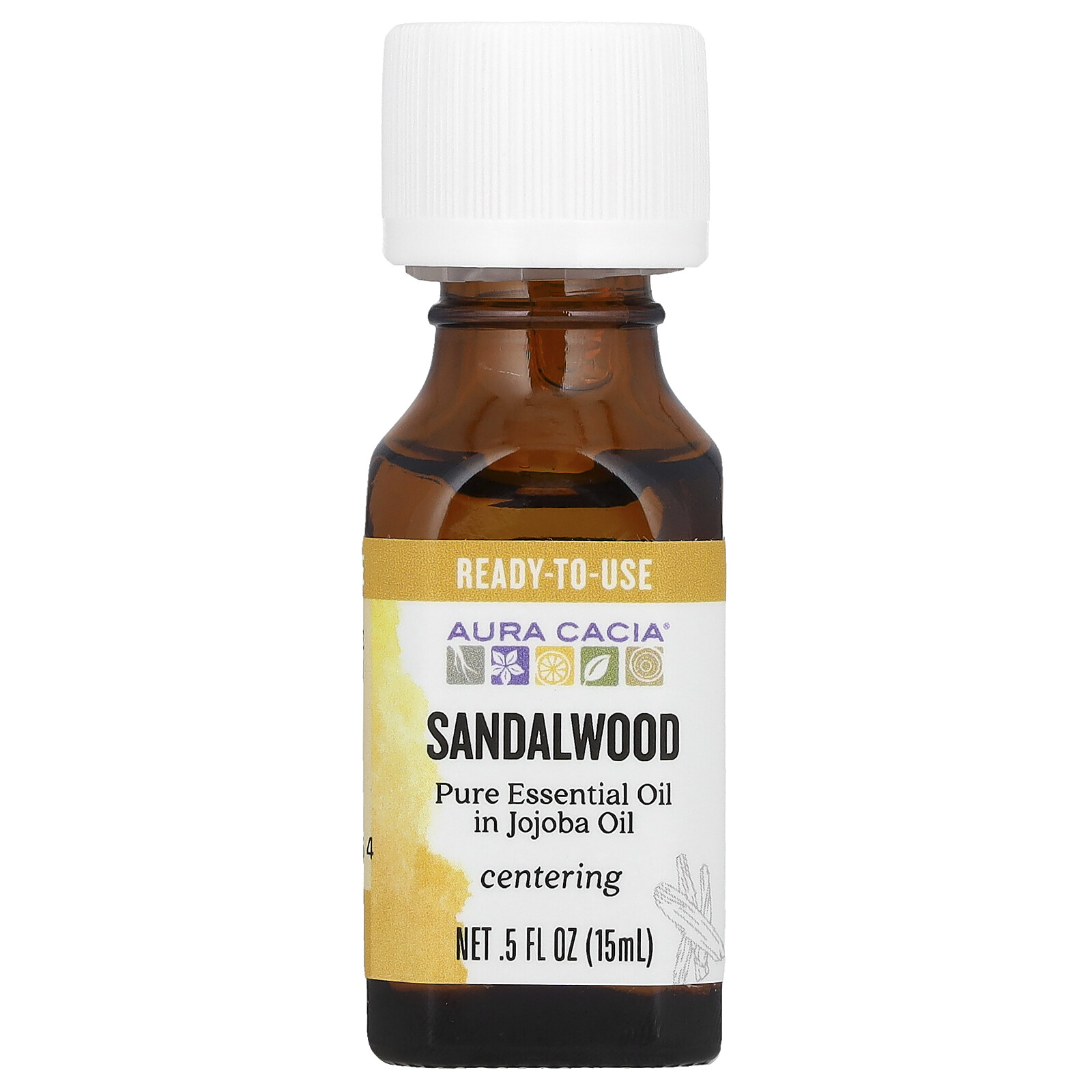 Pure Essential Oil in Jojoba Oil, Sandalwood, 0.5 fl oz (15 ml)