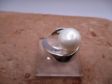 XL Damen Ring 925 Sterlingsilber poliert asymmetrisch Süßwasserperle Rg 60/20