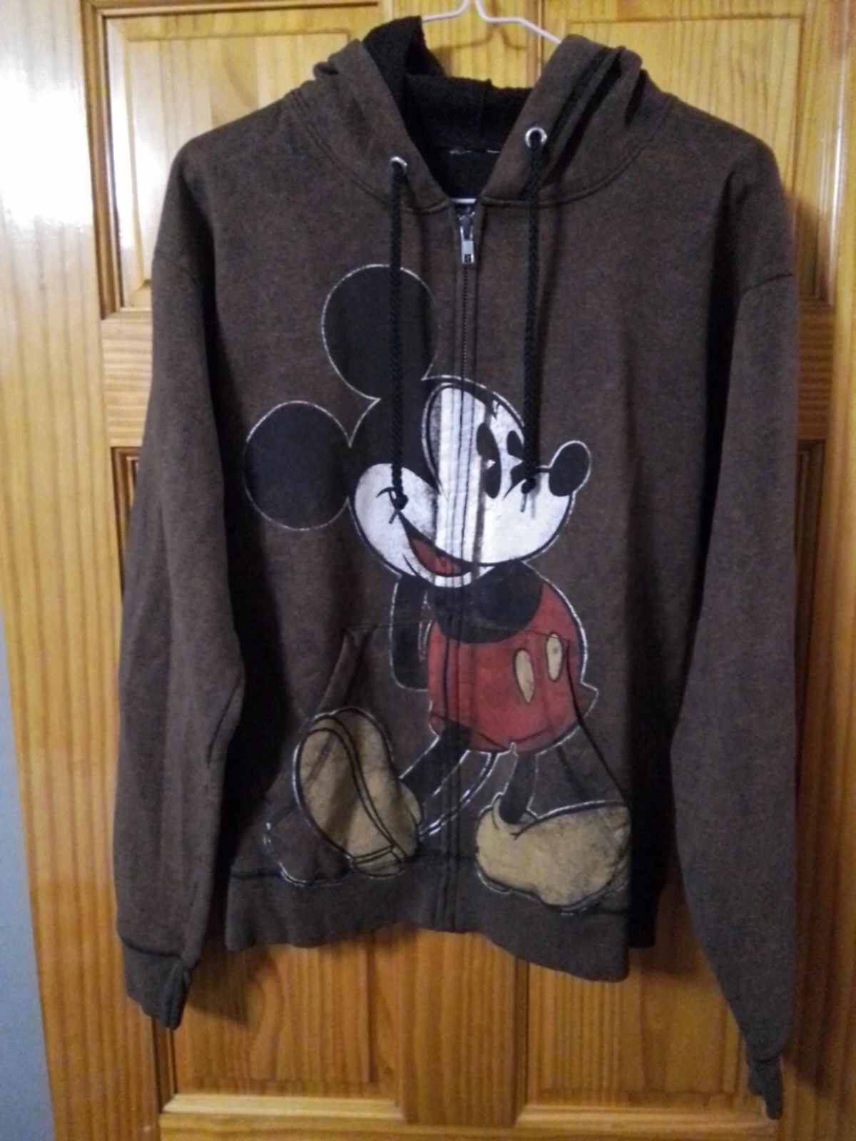 Mickey Mouse Jacket Womens Small Brown Disney Zip-up Hooded Sweatshirt