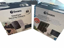 Swann - Two CoreCam Indoor/Outdoor Wireless Security Camera & Two Solar Chargers