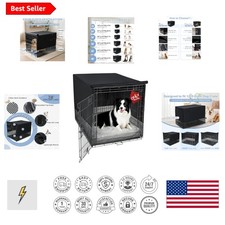 Universal Black Dog Crate Cover 48" - Easy to Install with 4-Sided Ventilation