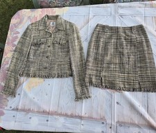 Vintage 2 Pc Set Holt Renfrew Made In USA Women's Size 4 Tweed Blazer Skirt
