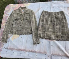 Vintage Two Piece-Set Holt Renfrew Made In USA Women's Sz 4 Tweed Blazer &Skirt 