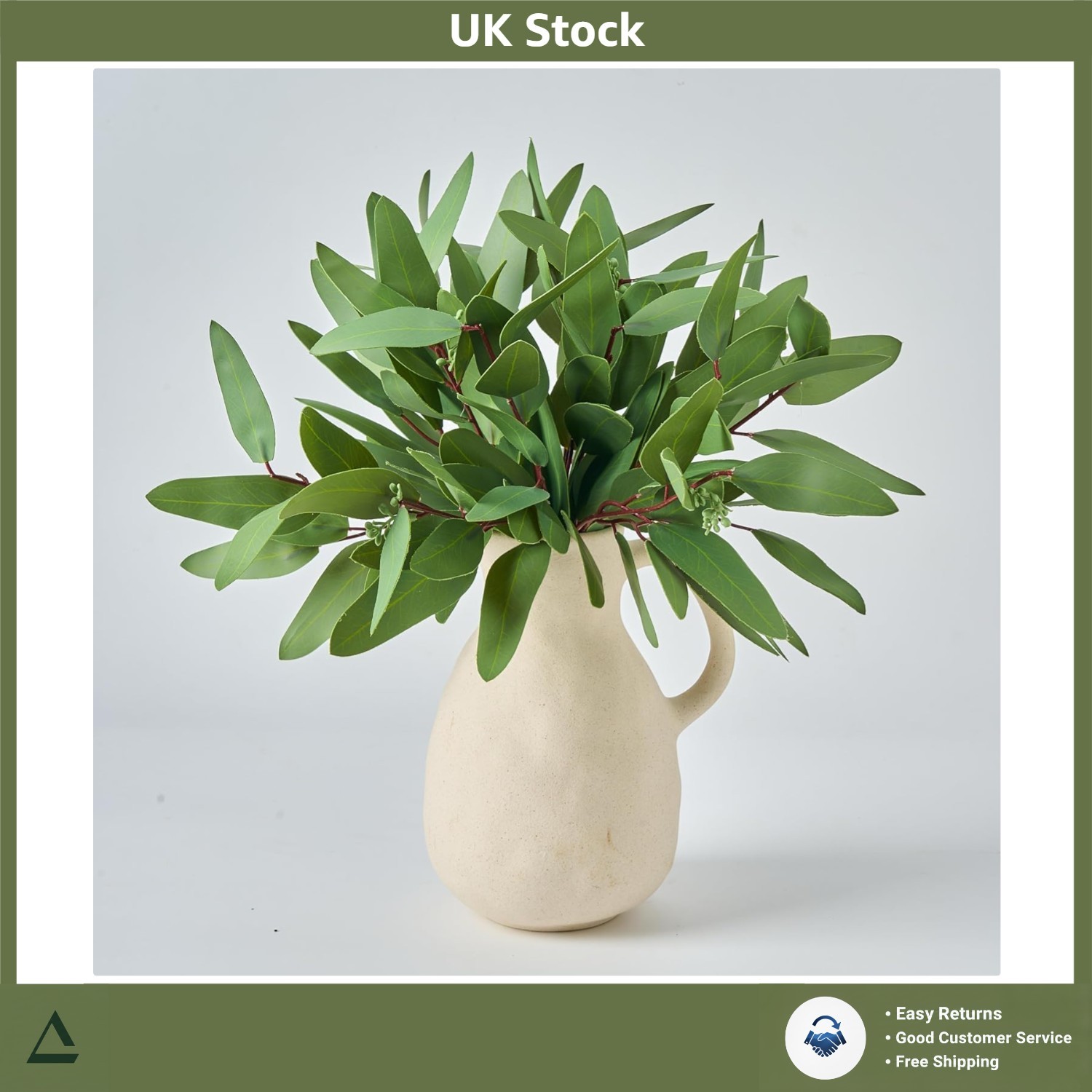 Elegant Realistic Faux Eucalyptus Stems Seeded Greenery Set 14.5in Tall 15pc