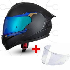 CRUIZER Casco Integrale moto Omologato visiera singola specchiata Nero Blu Pinlo