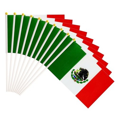 50 Pack Mexico Mexican on Stick Flags,Small Mini Hand Held Mexico Mexican Fla...