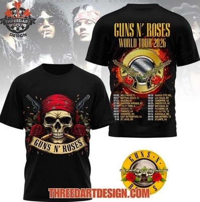 Guns And Roses World Tour 2026 3D US T-Shirt Size S To 5XL | eBay
