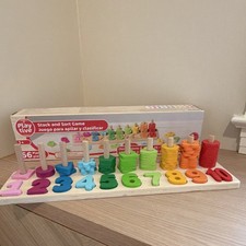 Playtive Wooden Stacking Toy Numbers Multicolor Hand-Eye Coordination Counting