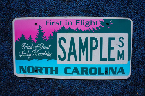 North Carolina SMOKY MOUNTAINS Sample License Plate
