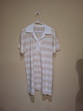 Everlane Polo Shirt Dress Large The Organic Cotton Mini Short Sleeve Beige