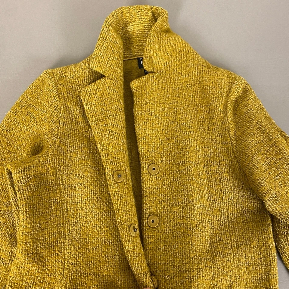 Chaqueta Eileen Fisher Mezcla Lana Pequeña PS Tela Italiana Hecha en EE. UU. Amarilla Foto 4 de 4