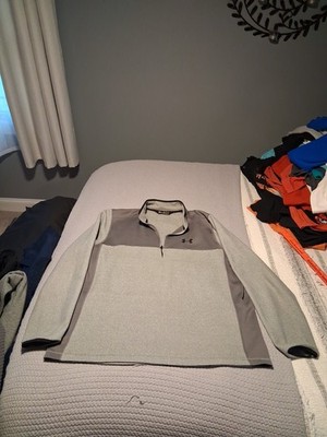 Under Armour Pullover Mens 2XL  Gray ColdGear 1/4 Zip Loose Athletic 