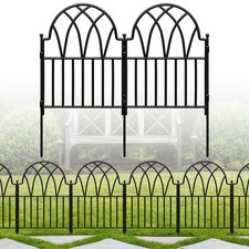 Garden Fence - 24 in H x 10.56ft L Arched Metal Fence Panel No Dig Fence, G...