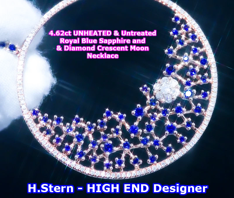 Collar H.STERN Oro 14K Zafiro Diamante Tenis Collar Por Yarda MOON STERN Foto 3 de 4
