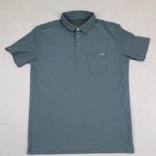 Vuori Polo Shirt Mens Medium Blue Green Ace Performance Pocket Short Sleeve