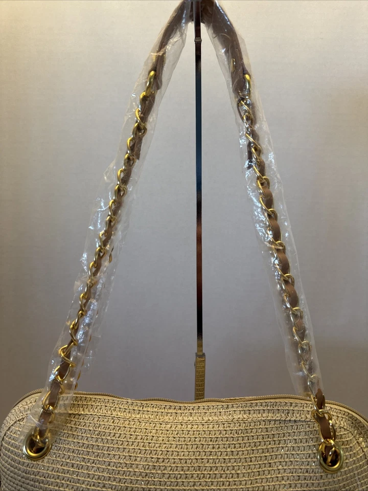 Magid Straw Shoulder Bag Pink Natural & Gold Purse NWT - Image 3 of 4