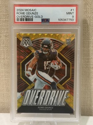 2024 Panini Mosaic - Overdrive Rome Odunze #1 Gold Mosaic Prizm /10 (RC)