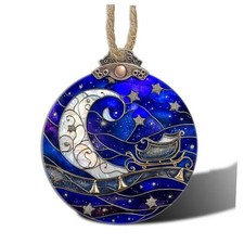 Stained Glass Christmas Decorations, Blue Starry Sky 3.1x3.5 IN Royal Blue