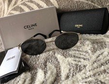 CELINE CL40235U 16A Women Silver/Grey Triomphe Oval Sunglasses In Metal