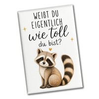 Souvenir Magnet WaschbäR - KüHlschrankmagnet Mit Herzmotiv Mit Spruch: WeißT Du