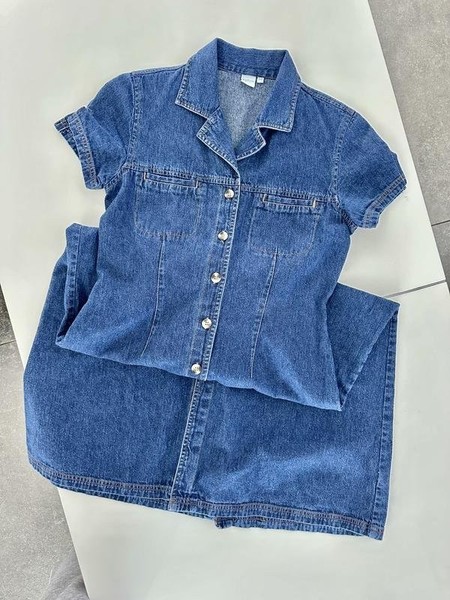 Women Anne Brooks Dress Blue Denim S/XS