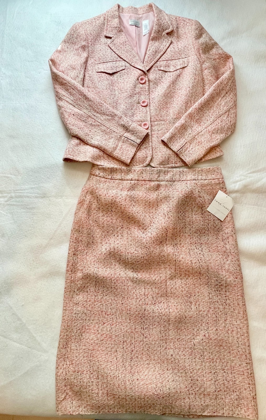NEW w/Tags Emma James Pink Tweed Skirt Suit Women's- 14