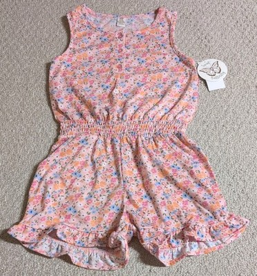 Sweet Butterfly Girls Large Multi-Color Floral Polyester Sleeveless Jumpsuit 24