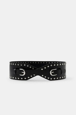 ZARA NWT 100% LEATHER STUDDED WAIST BELT SIZE 30 | eBay display picture 2
