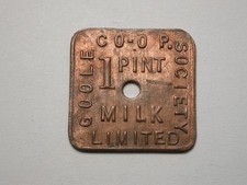 vintage Goole England Dairy TOKEN ** Goole Co-Op. Society Limited ** 1 Pint Milk