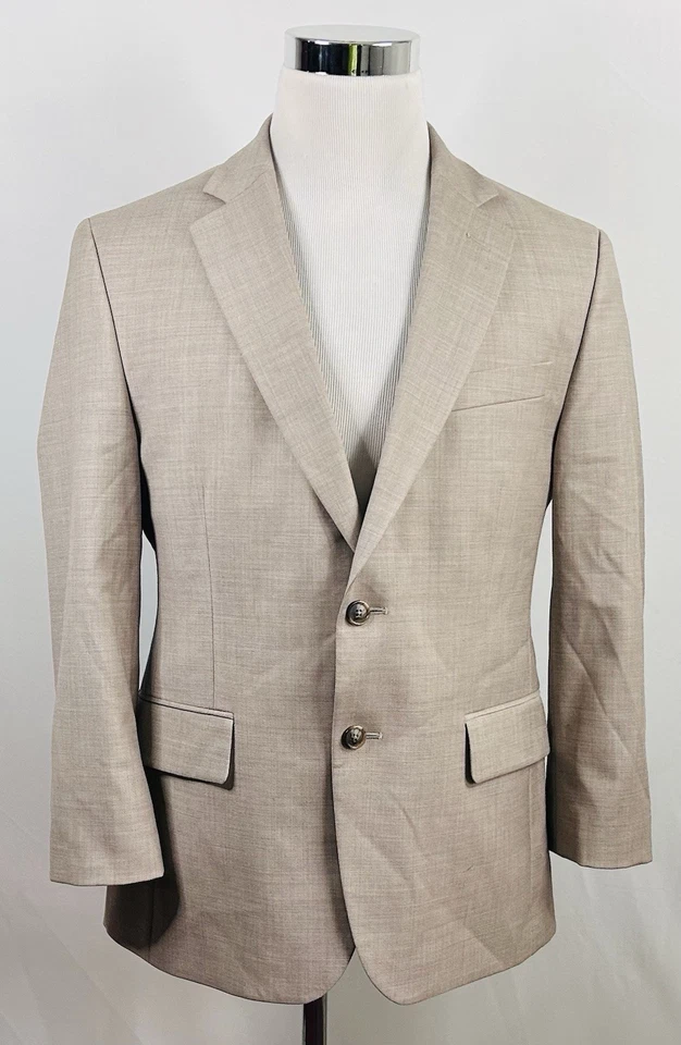 Abrigo Deportivo Stafford 40S Calce Clásico Piel de Tiburón Beige Mezcla de Lana Dos Botones Ventilados Foto 2 de 4