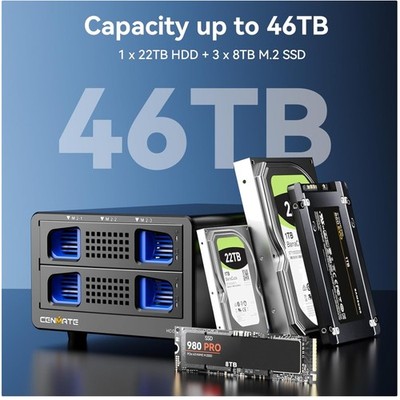Tool-Free Installation 46TB 10Gbps USB 3.2 Gen 2 Enclosure