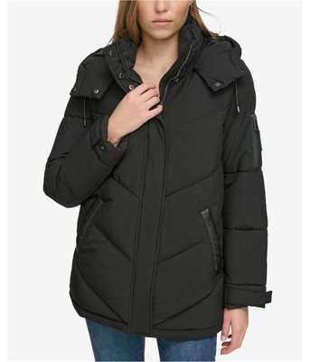 DKNY Womens Mid-Length Puffer Jacket