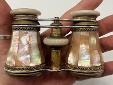 Verdi Paris Mother Of Pearl & Brass Vintage Opera Glasses w/Original Case